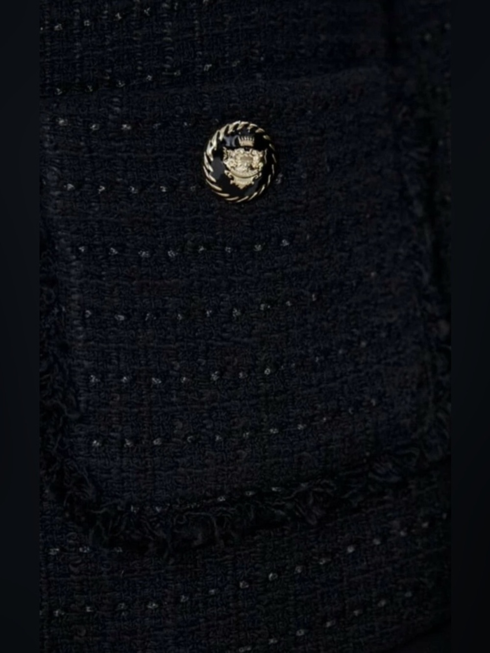 Zara Black Tweed Fringe-Trim Blazer - Picture 6 of 14